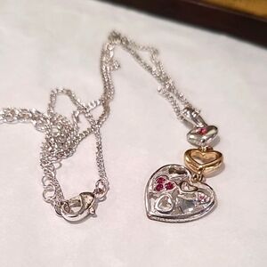 SALE!! Two-Tone Heart Pendant Necklace